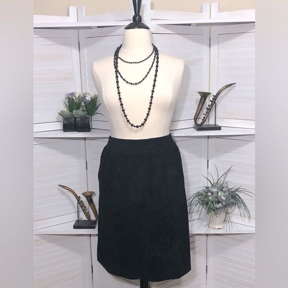 Atlantic Beach Black Suede Leather A Line Skirt 2X - Picture 2 of 8